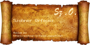 Szohner Orfeusz névjegykártya